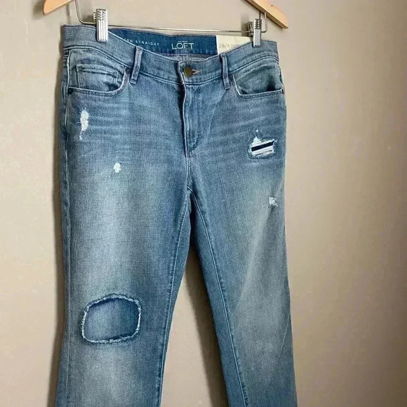 Loft Modern Straight Distressed Jeans Size 6 - Picture 6 of 12